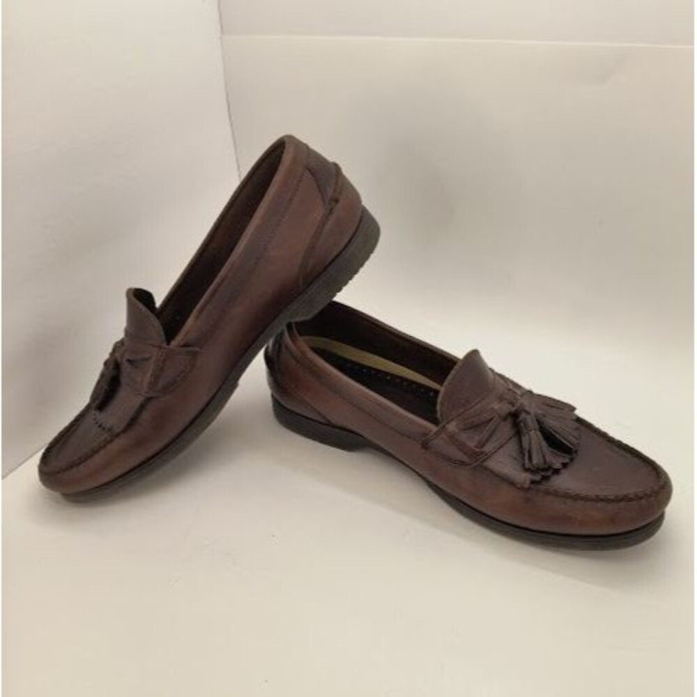 Hush Puppies Brown Men's Vintage Loafers Leather With Tassel Detail Size 11.5M